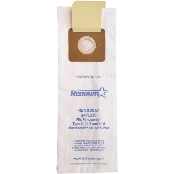 Renown Vacuum Bag for Panasonic U.Equivalent to MC-115PT, MCV215, MCV234P, MC-V145MT, 3PK REN08067 - main